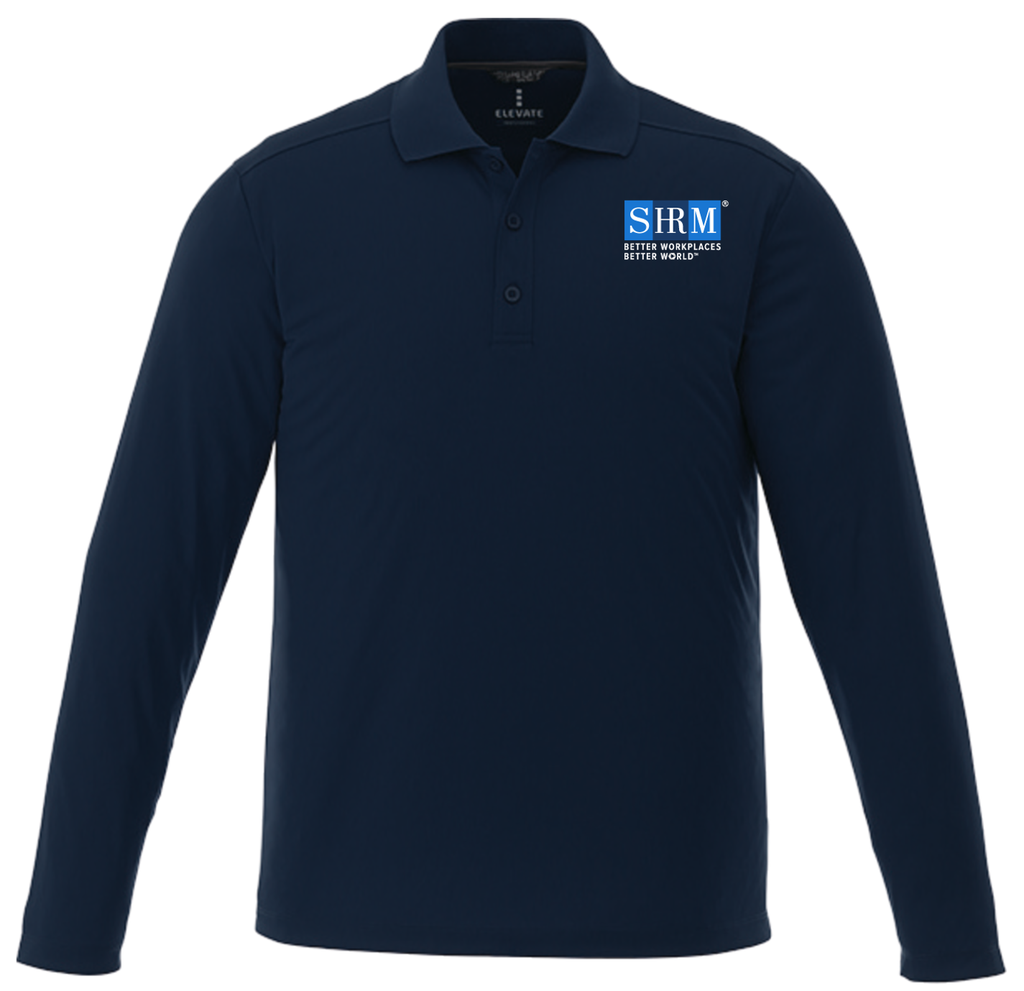 SHRM Navy Long Sleeve Three Button Performance Polo